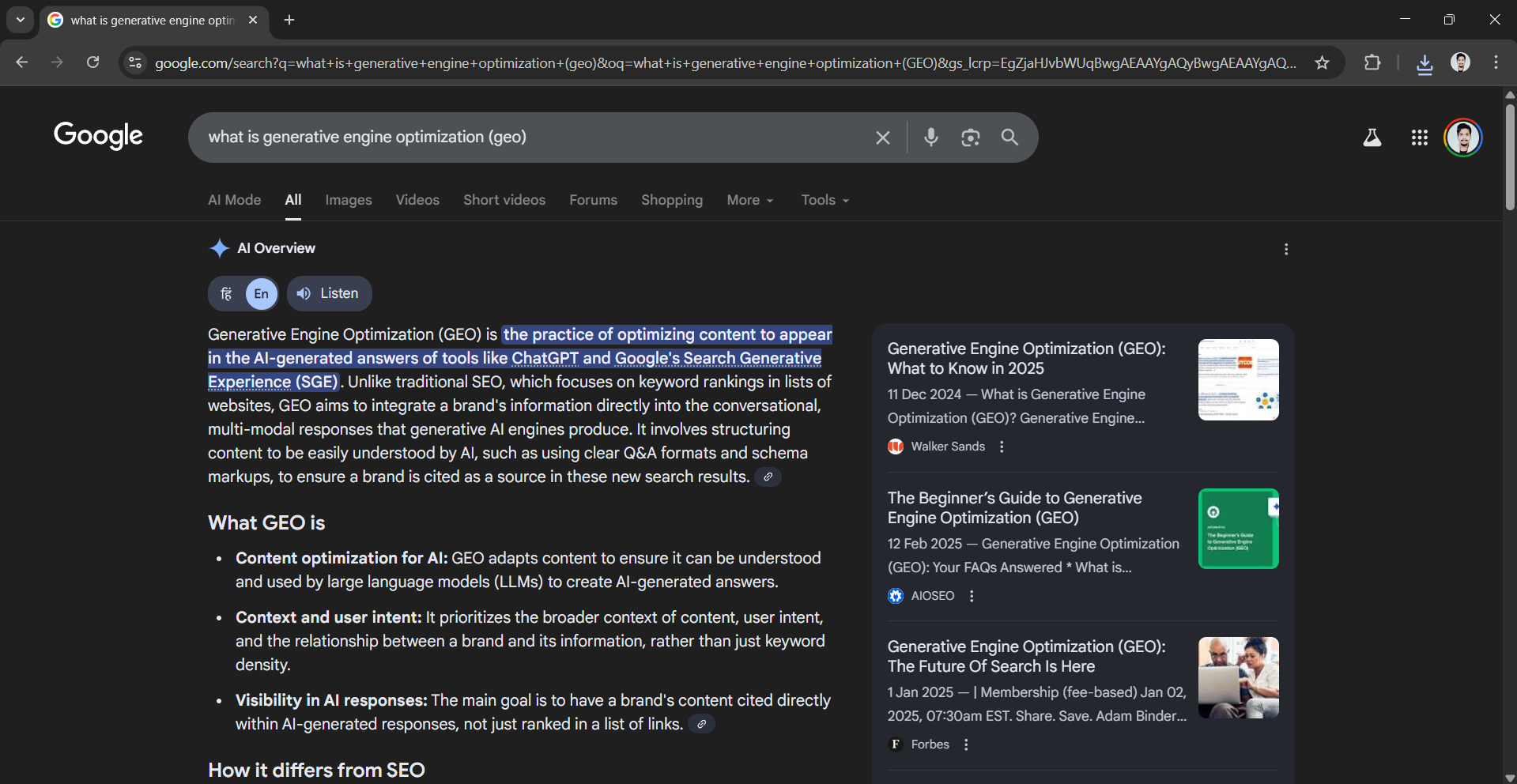 Google AI Overview and AI Mode