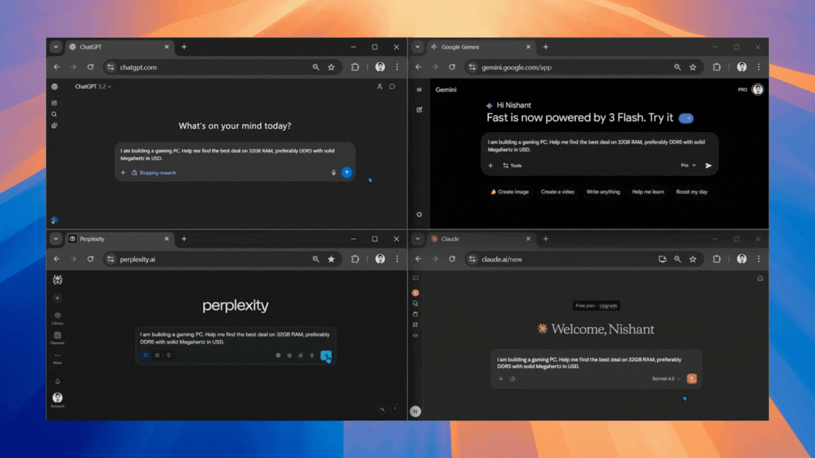 ChatGPT vs Gemini vs Claude vs Perplexity: I Tested Which AI Finds the Best Deals Online
