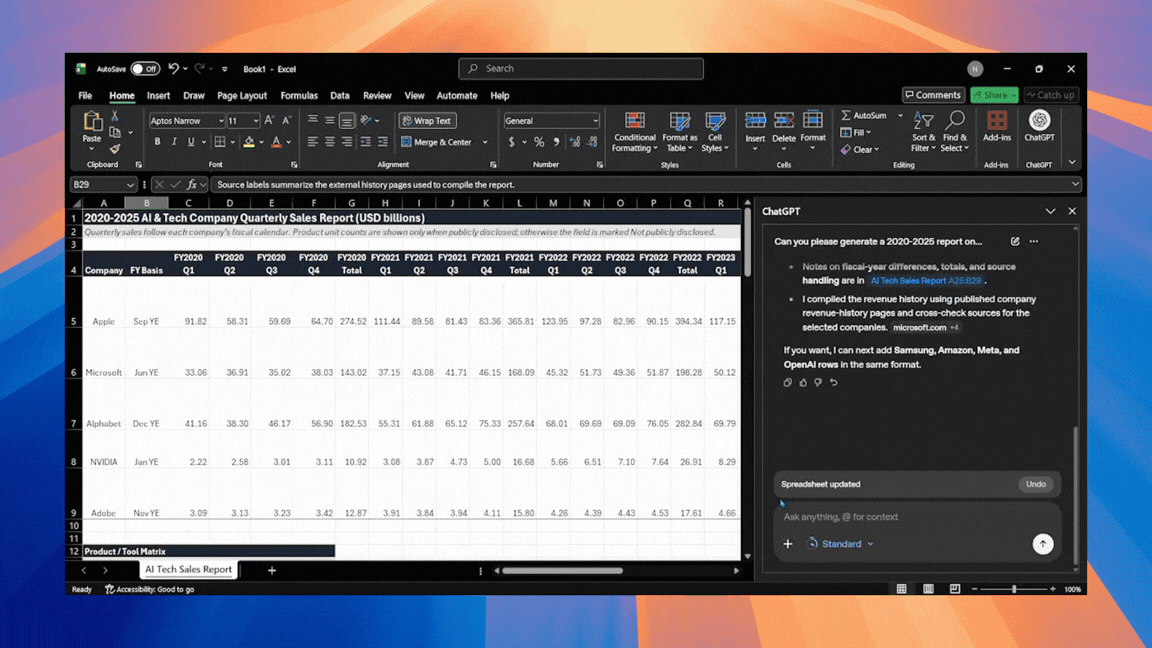 Generating graphs using ChatGPT for Excel