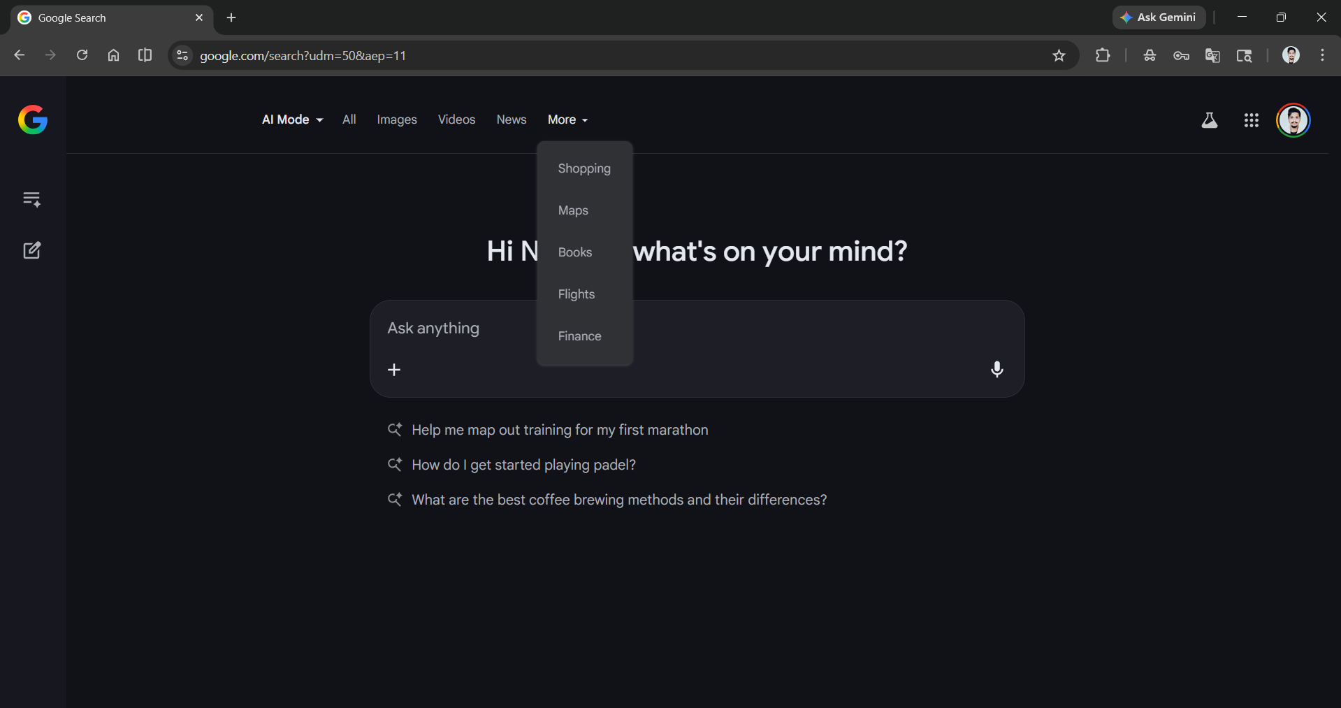 Shopping with AI Mode