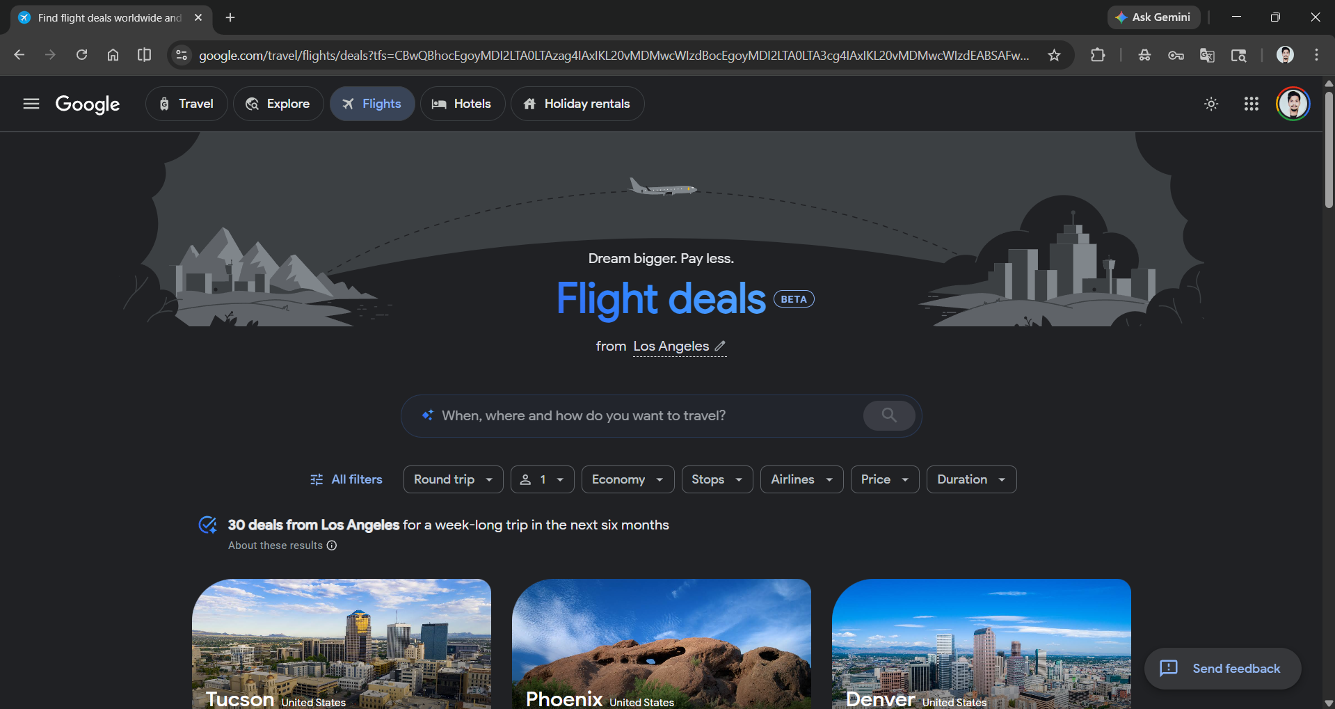 AI Mode Flight Deals